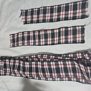 Burlap Pieces in Black, White, and Red Plaid